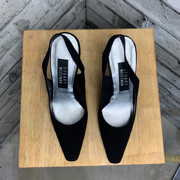 Stuart Weitzman Black Heels with Gold Accents - Picture 8 of 13